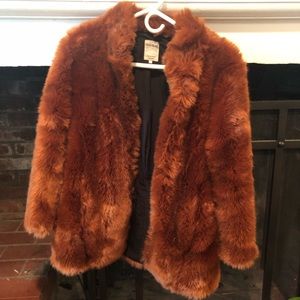 Zara burnt orange faux fur jacket, like new!
